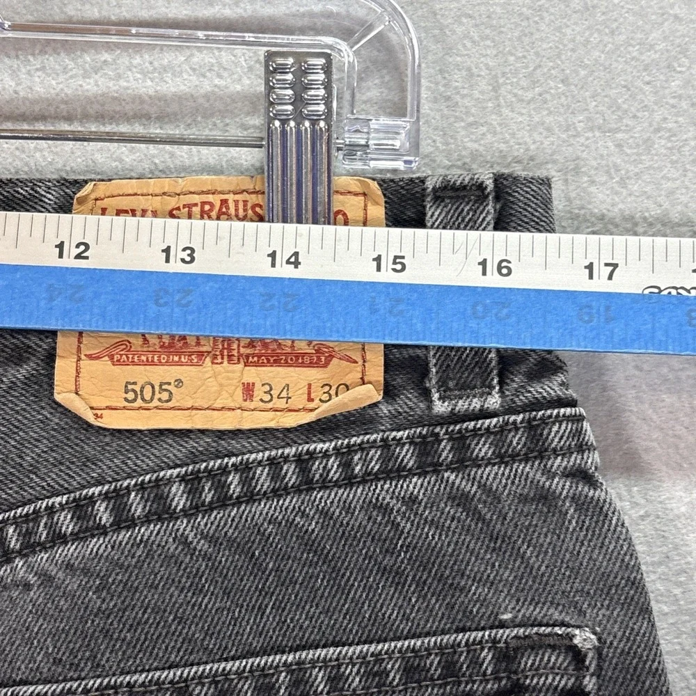 Levis 505 Regular Fit Jeans Mens 34x30 Black Denim Straight Leg Pants